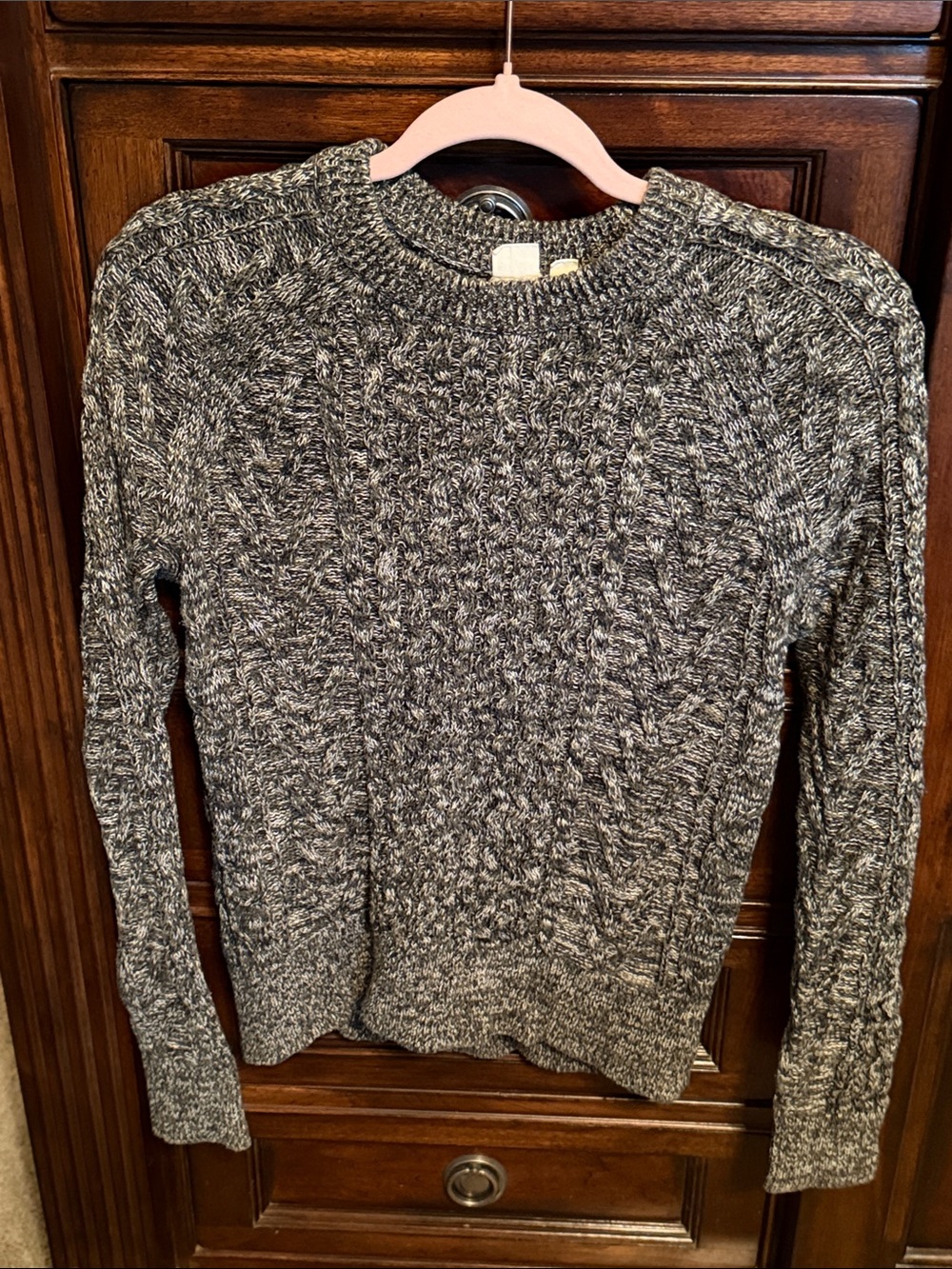 Gap Cable Knit Crewneck Sweater - Green & Cream